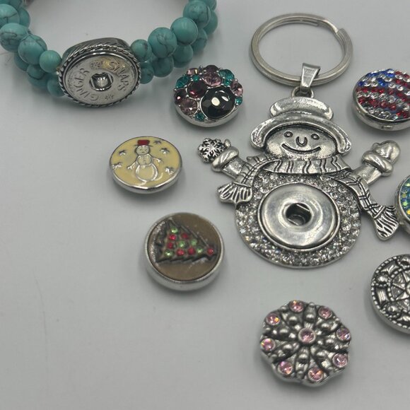 Ginger Snaps Lot Bracelet Keychain Charms Mixed Rhinestone Holiday Pieces - Picture 6 of 9
